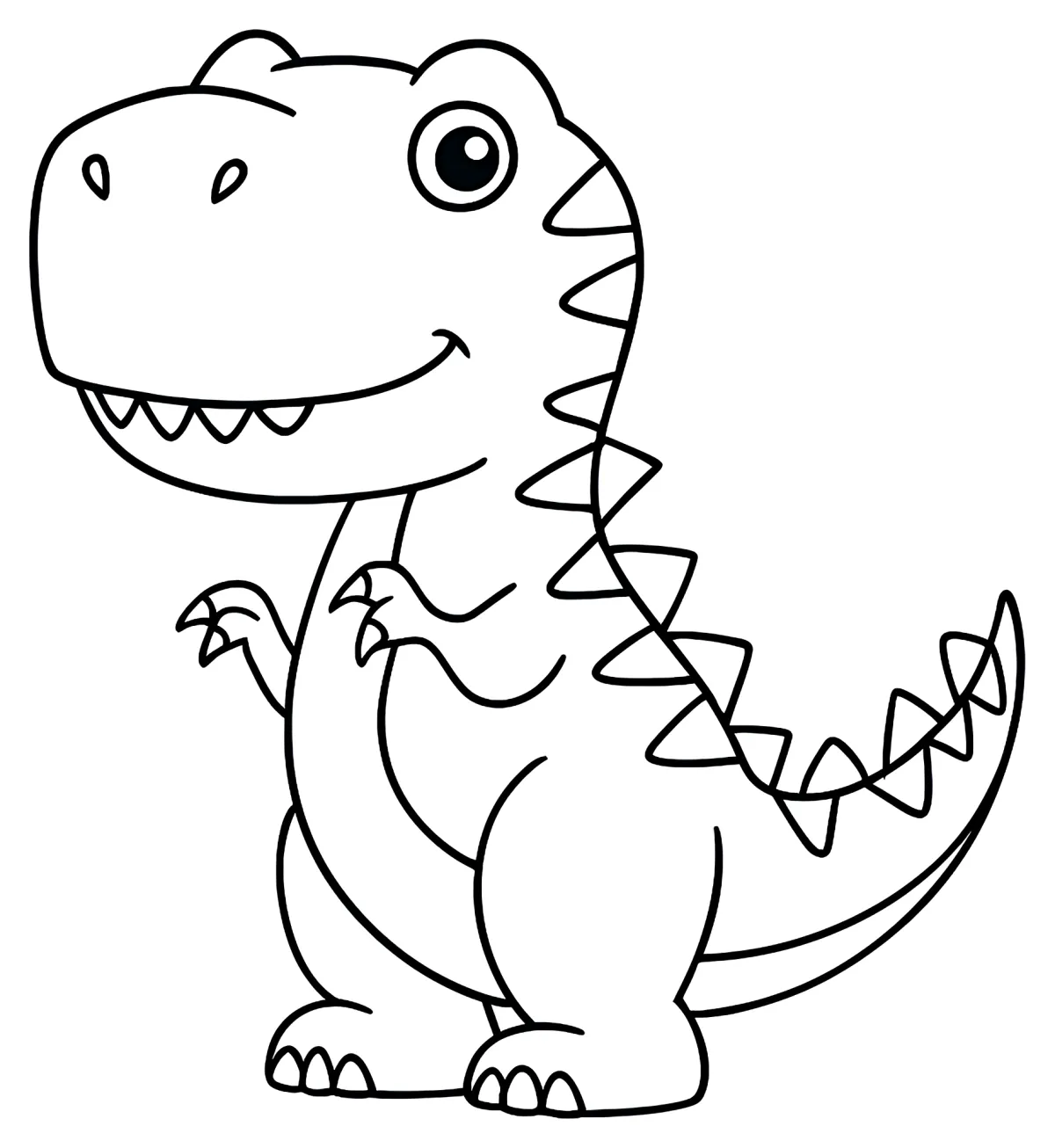 Friendly T-Rex Dinosaur with a Big Smile 🦖🌟🦕 Coloring Page