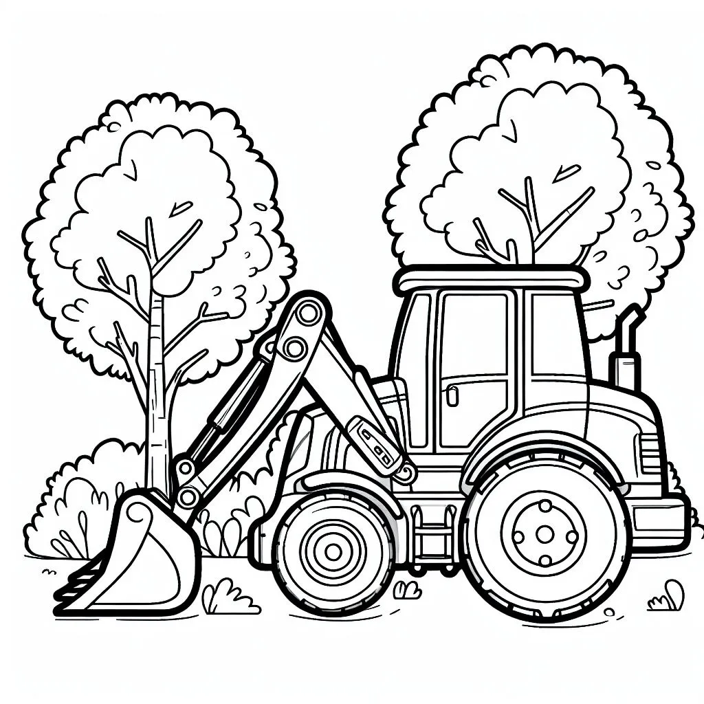 Front Loader Construction or Farming Tractor Vehicle 🚜🚧 Coloring Page