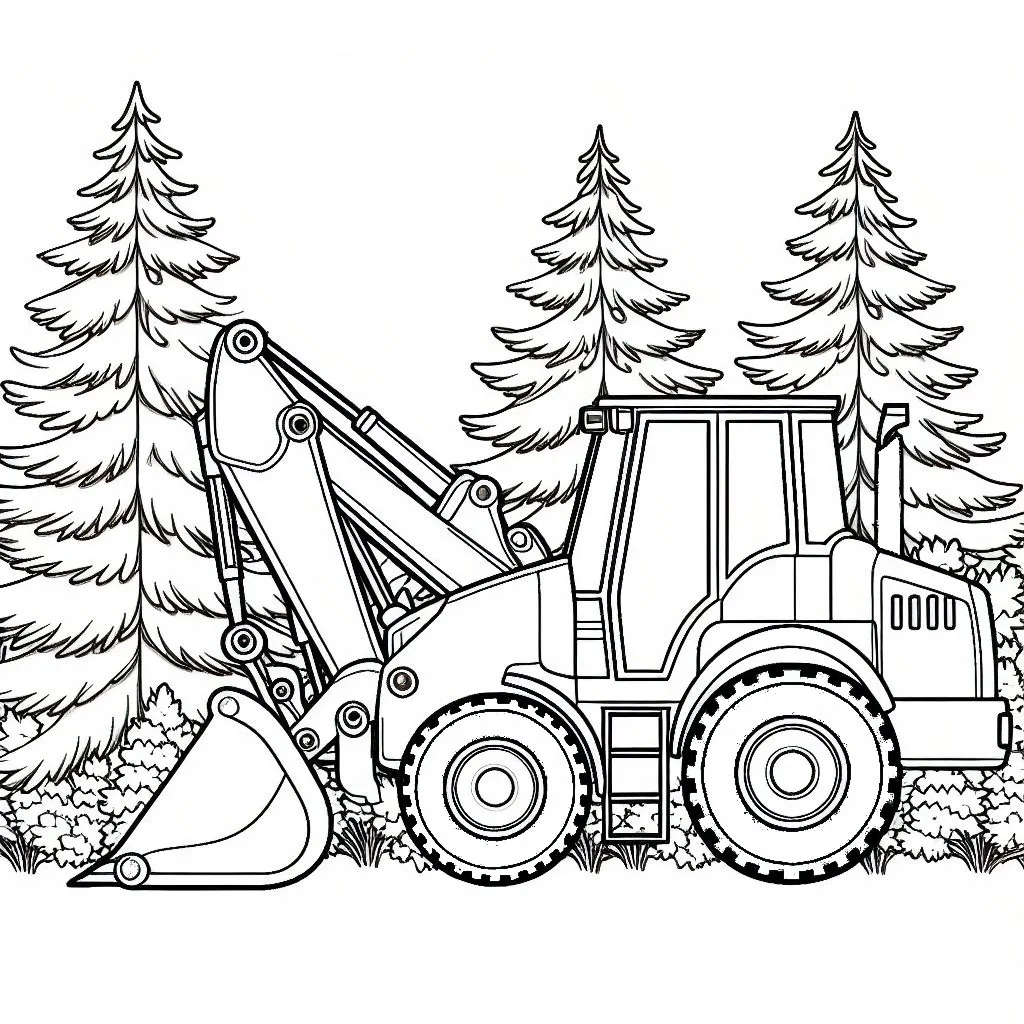 Front Loader Construction or Farming Tractor Vehicle 🚜🚧 Coloring Page