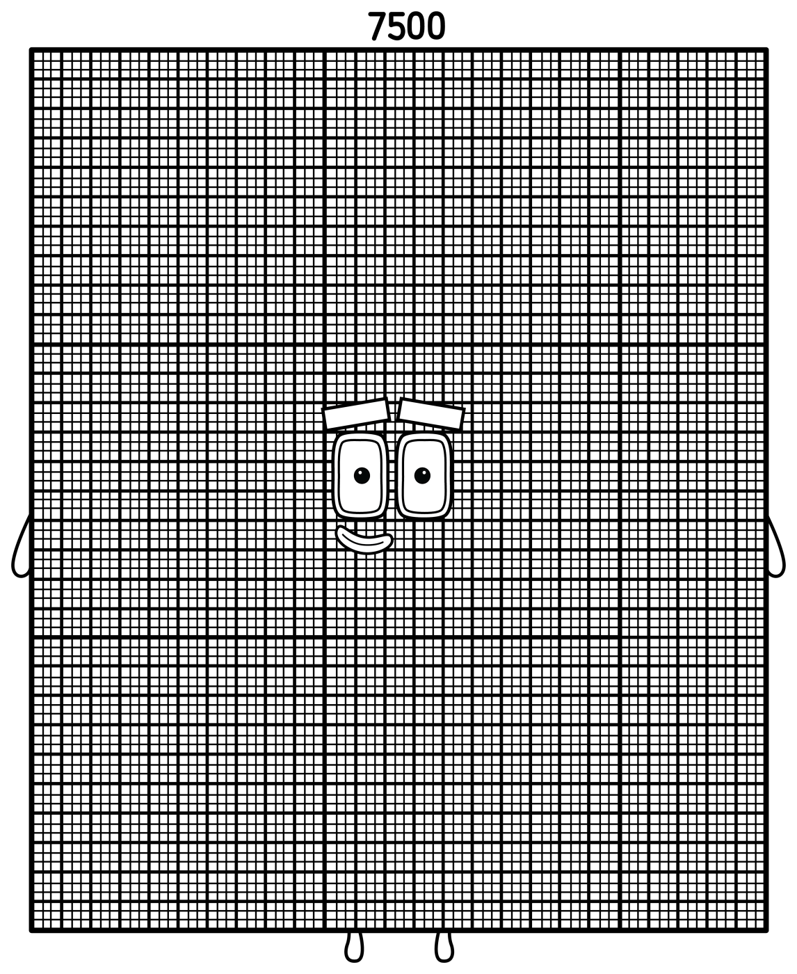 Numberblock 7500 with Rainbow Details 🌈🔢✨ Coloring Page