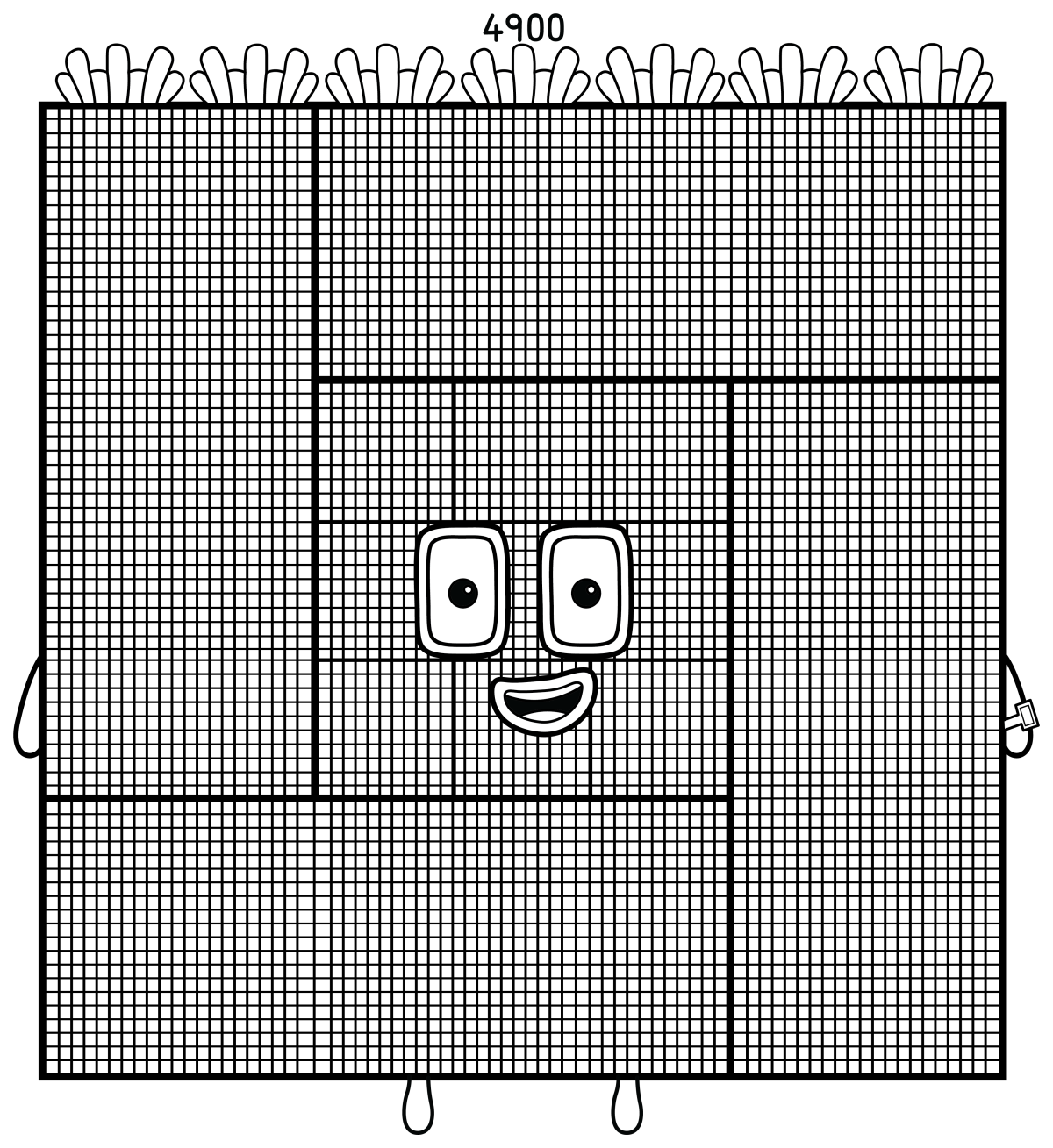 Numberblock 4900 Square Giant 🟩🔢✨ Coloring Page