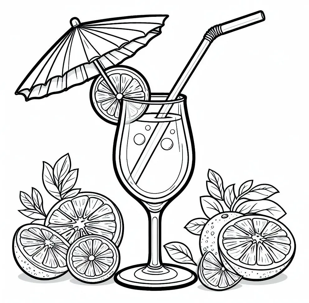 Glass of Orange Juice 🥤🍊 Coloring Page