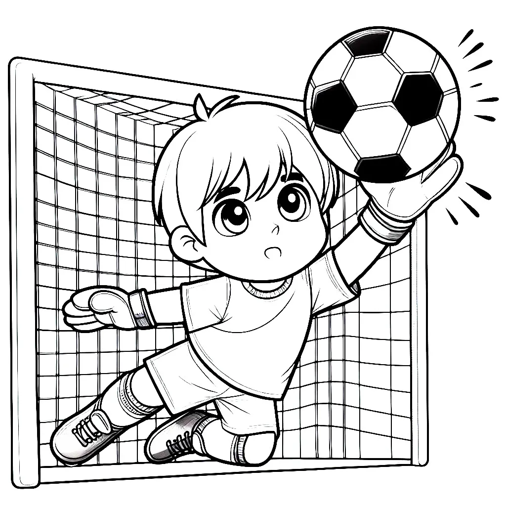 Boy Goalkeeper Soccer Ball ⚽🧤 Coloring Page