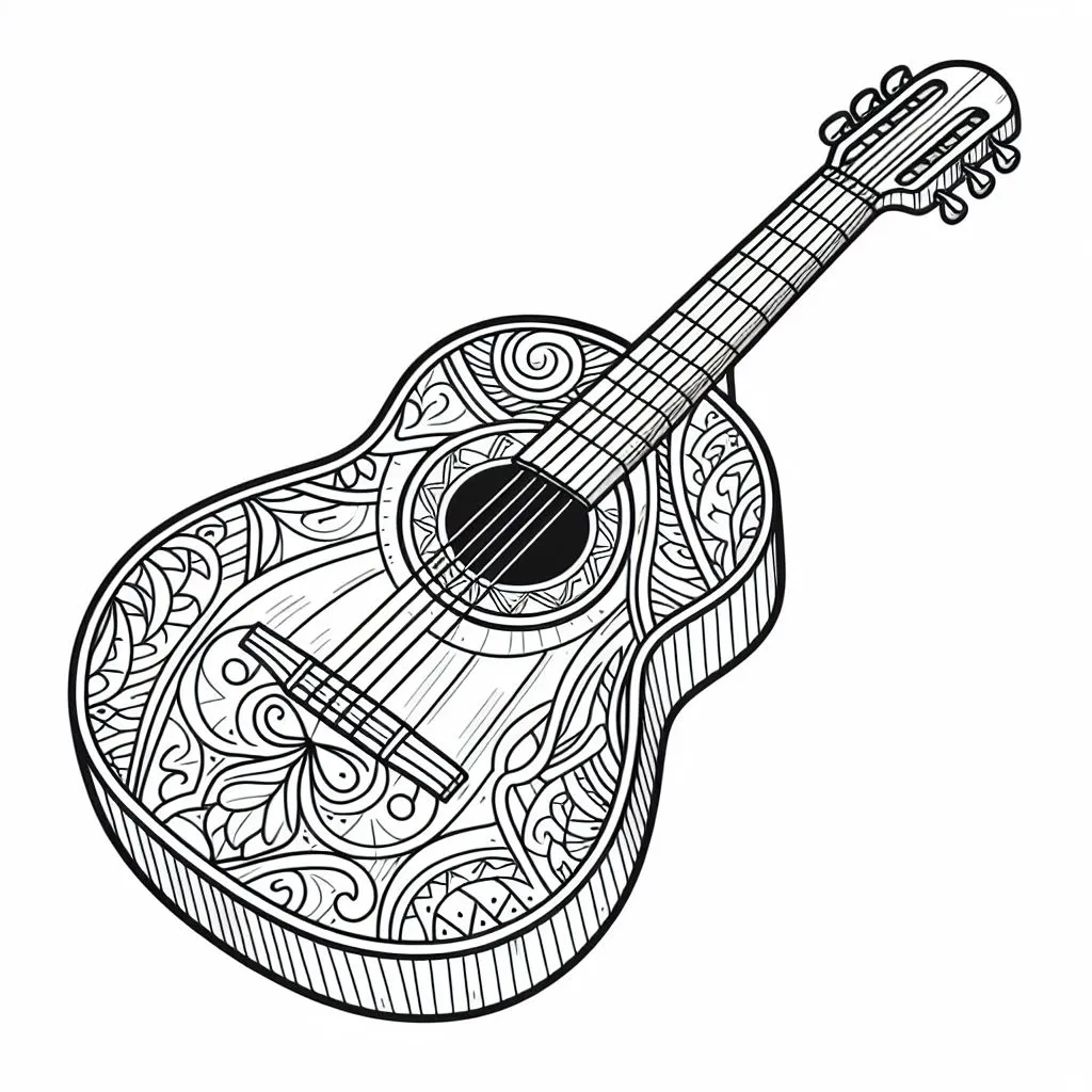 Guitar 🎸 Coloring Page