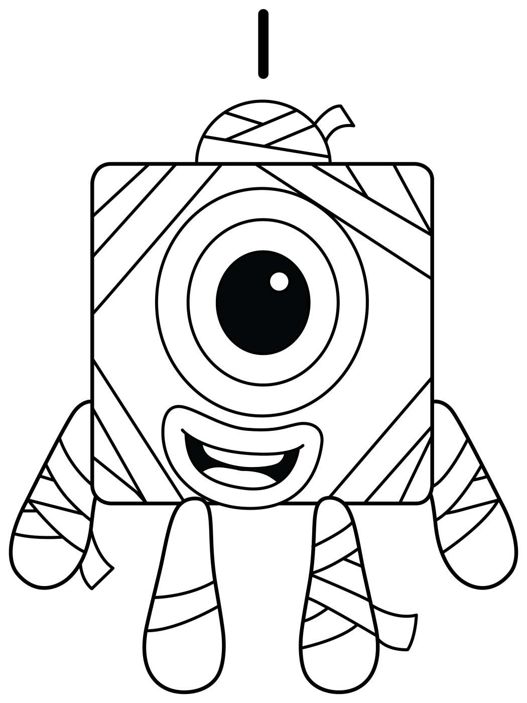 Halloween Mummy Numberblock One 🎃👻 bandages Coloring Page