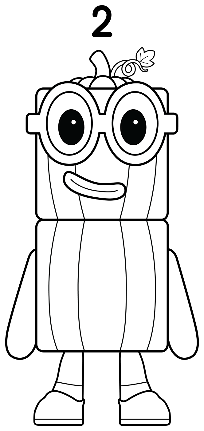 Halloween Pumpkin Numberblock Two 🎃👻✨ Coloring Page