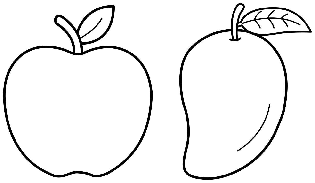 Happy Apple and Mango Fruit Pair 🍎🥭✨ Coloring Page