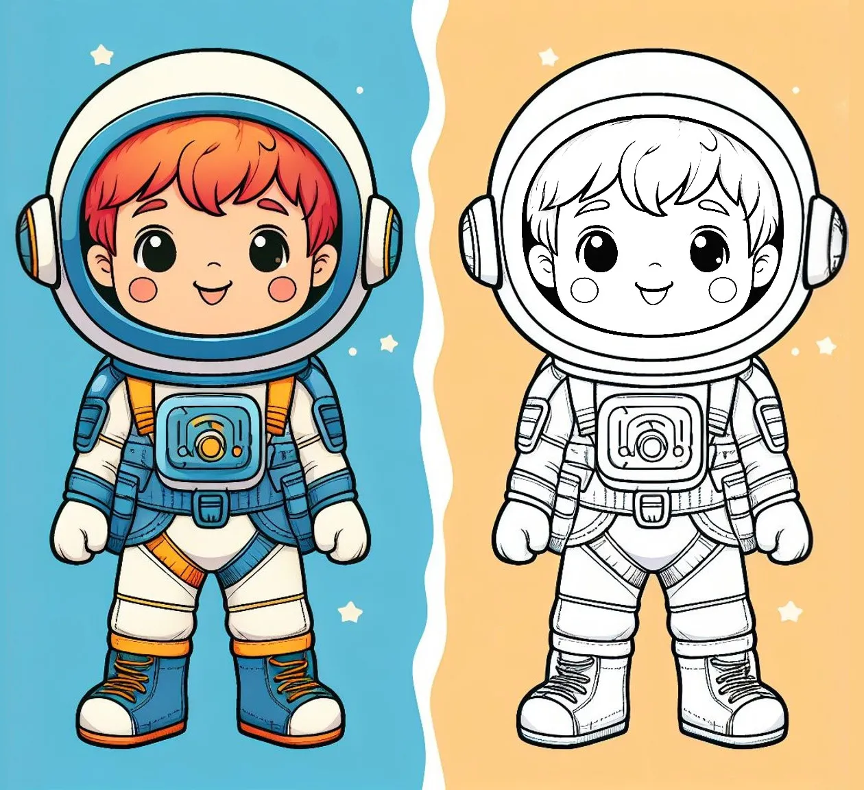 Happy Boy Dressed as Astronaut 🚀🌌👨‍🚀 Coloring Page