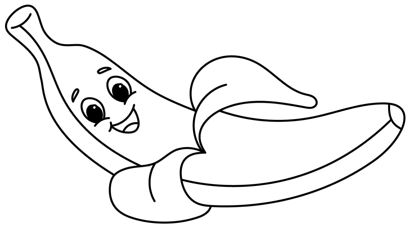Happy Banana with a Friendly Face and a Big Smile 🍌😊 Coloring Page