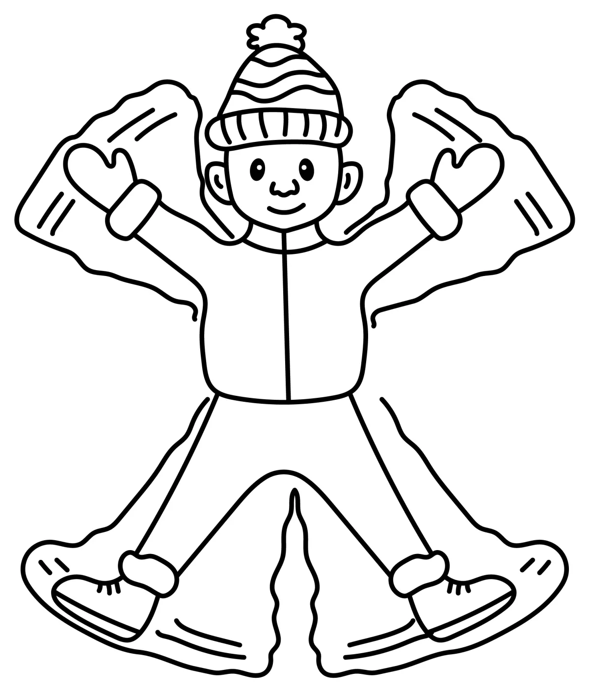 Happy Boy Making a Snow Angel ❄️☃️👦 Coloring Page