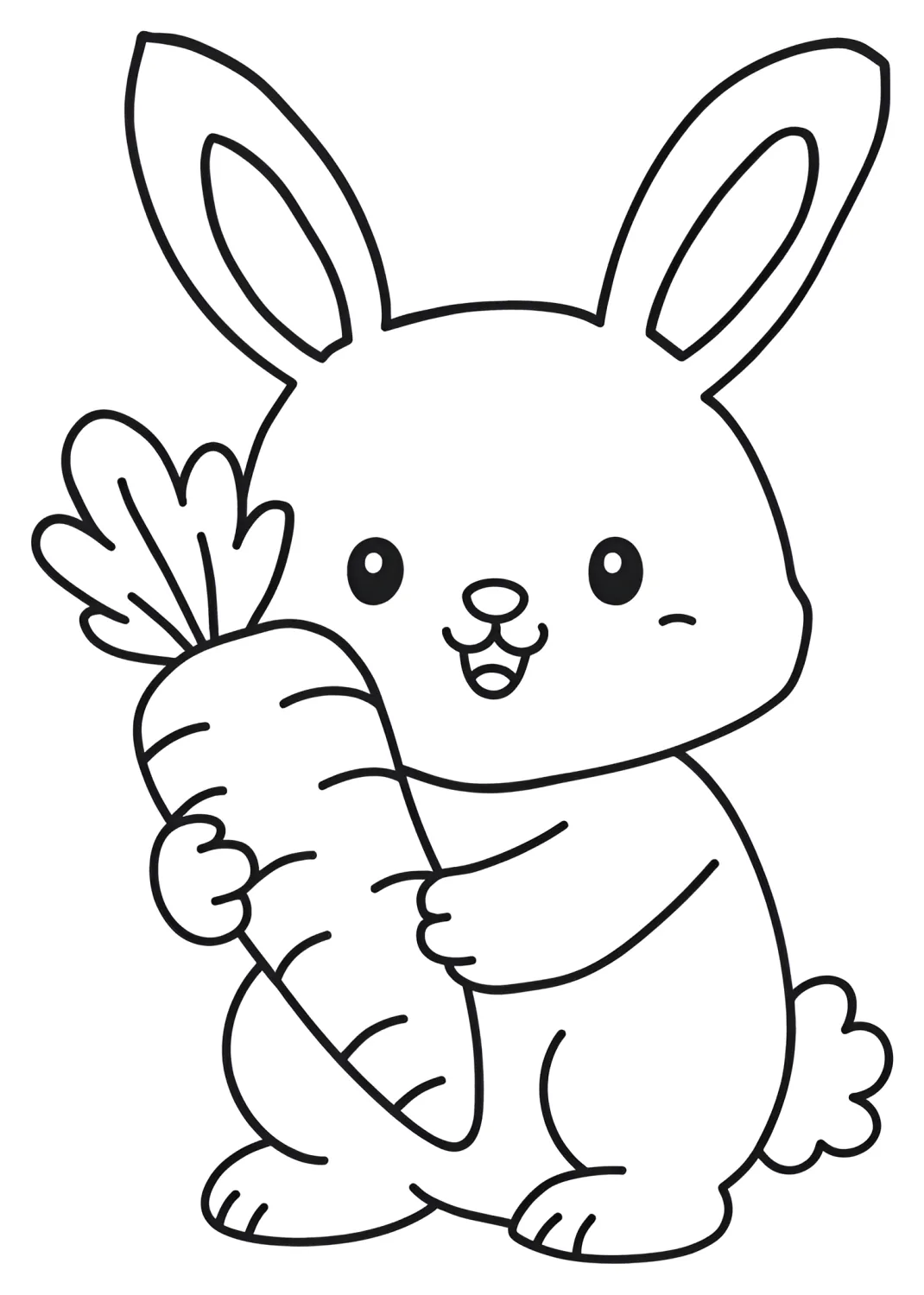 Happy Bunny with a Big Carrot 🐰🥕😊 Coloring Page