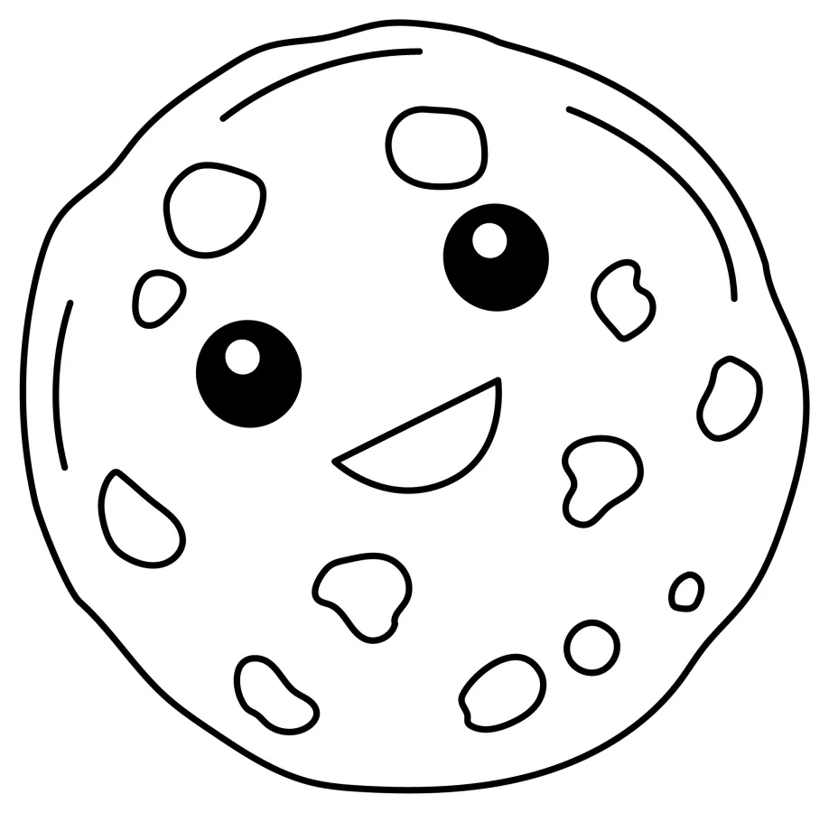 Happy Chocolate Chip Cookie 🍪😋🧡 Coloring Page