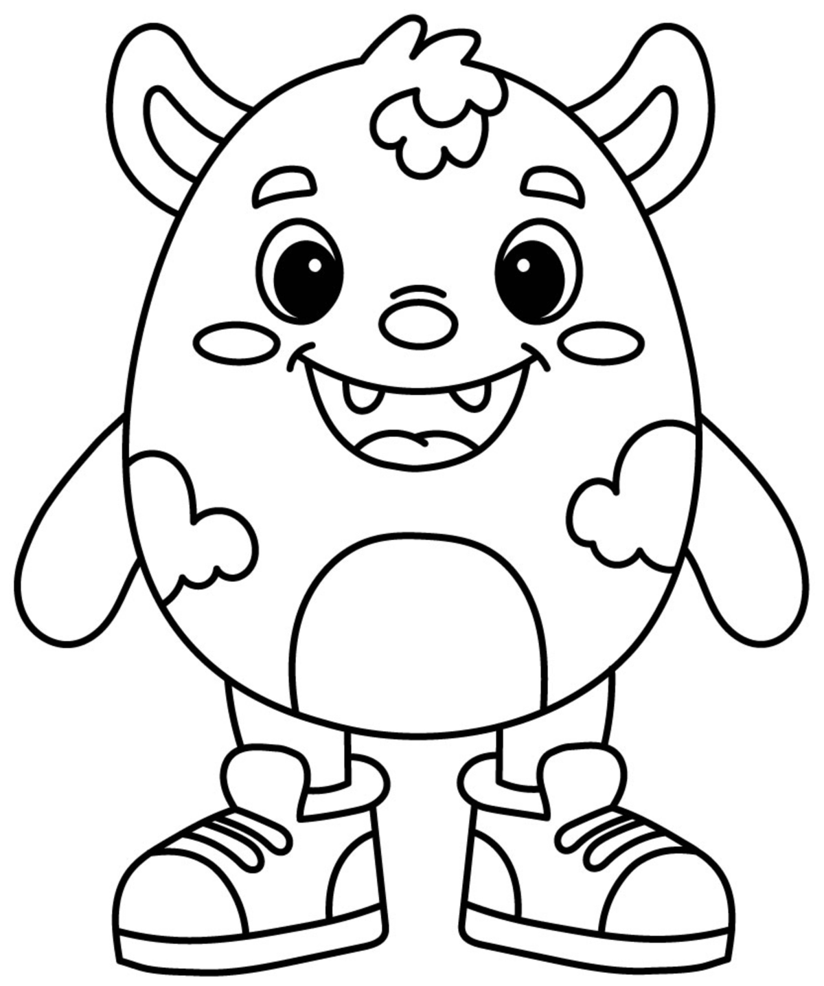 Happy Funny Monster with a Friendly Smile 😊👹🌈 Coloring Page