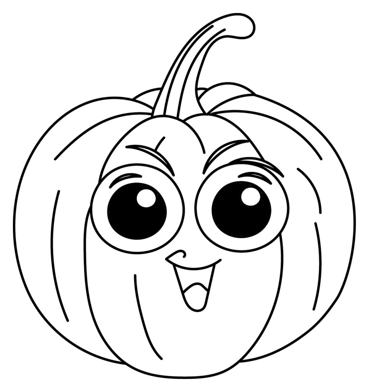 Happy Pumpkin with a Friendly Face and Green Stem 🎃😊🍂 Coloring Page