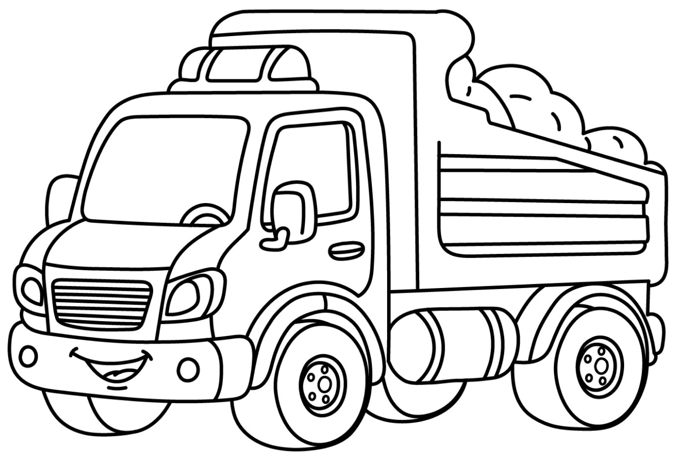 Happy Truck with a Friendly Face and Cargo 🚛😊📦 Coloring Page