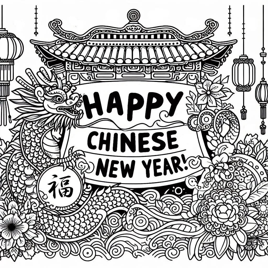 Happy Chinese New Year 🎉🧧 Coloring Page