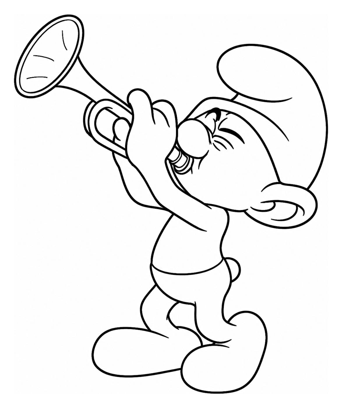 Harmony Smurf Playing Trumpet 🎺🎶✨ Coloring Page