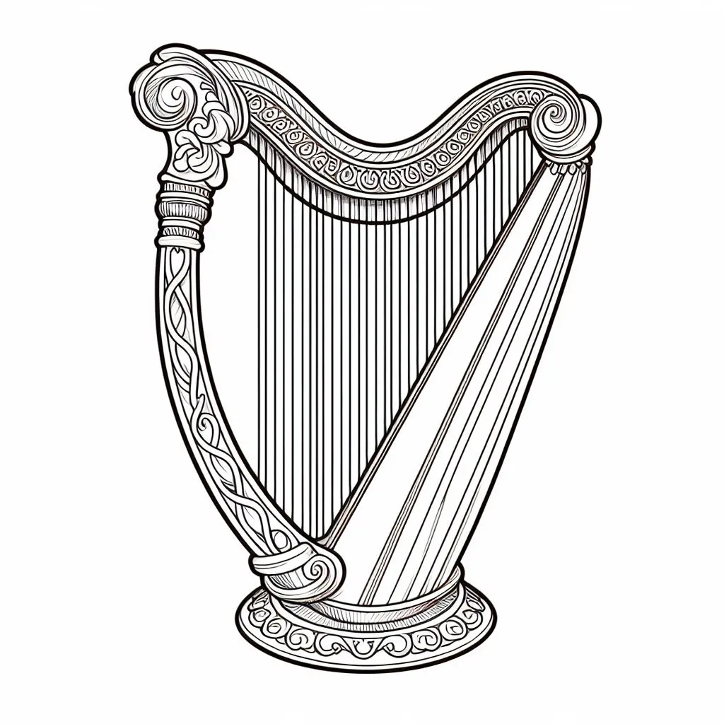 Harp Instrument 🎼 🎼 Coloring Page