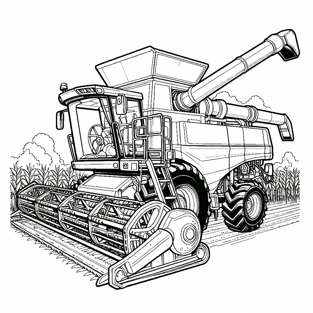 Harvester on the Field 🚜🌾 Coloring Page