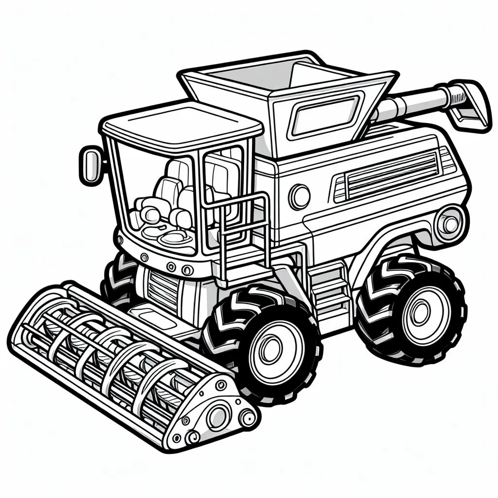 Harvester Truck 🚛🌾 Coloring Page
