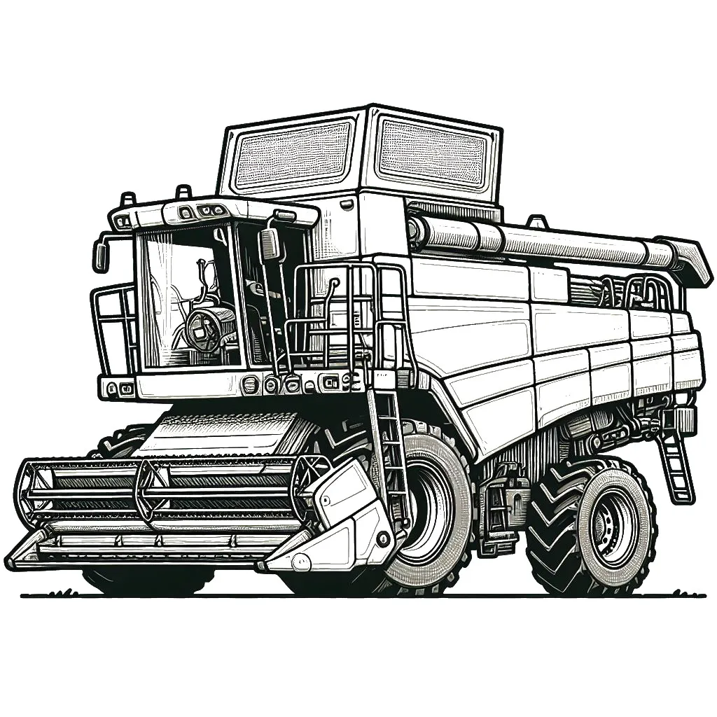 Harvester Truck with Grain 🚛🌾 Coloring Page