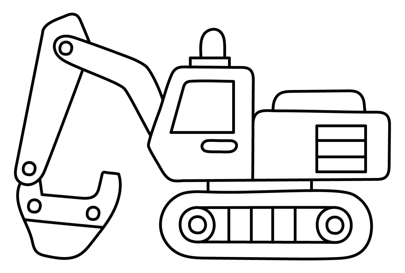 A Heavy-Duty Construction Excavator with a Powerful Arm 🏗️🔨🚜 Coloring Page