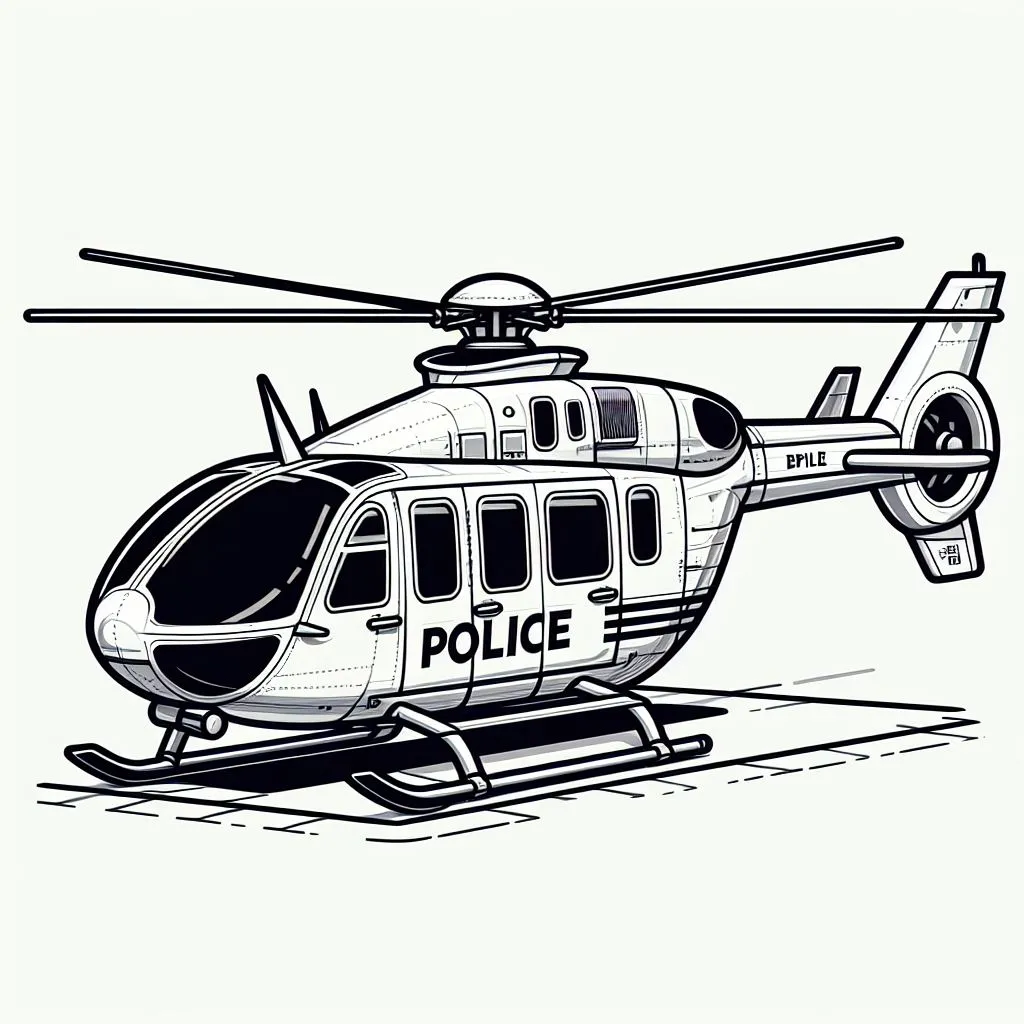 Police Helicopter 🚁 Coloring Page
