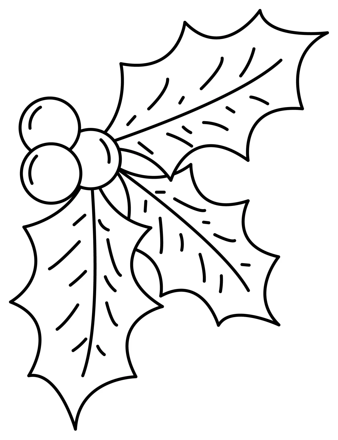 Festive Holly Sprig 🌿❤️🎄 Coloring Page