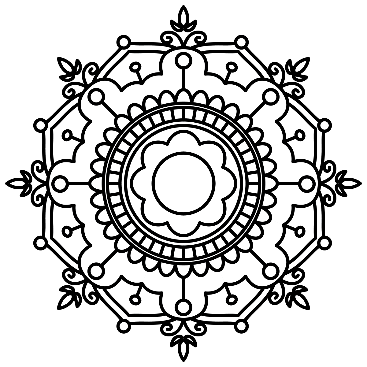 Intricate Floral Mandala for Relaxation 🌸✨🧘‍♀️ Coloring Page