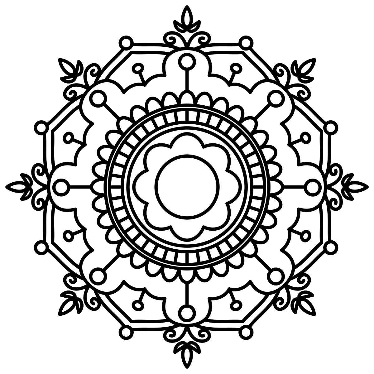 Intricate Floral Mandala for Relaxation 🌸✨🧘‍♀️ Coloring Page