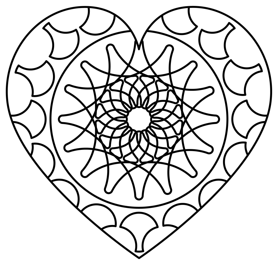 Intricate Heart Pattern with Symmetrical Design 💖❤️🌹 Coloring Page