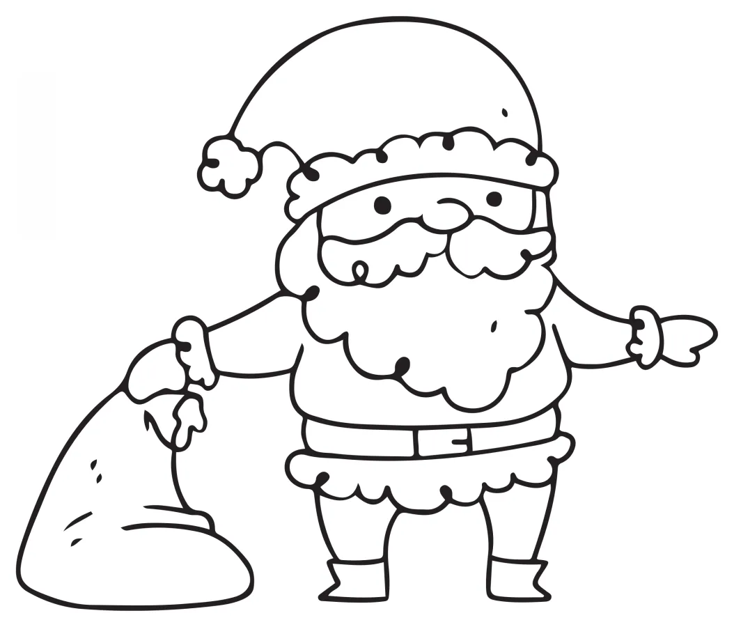 Jolly Santa Claus with a Gift Bag 🎅🎁🎄 Coloring Page