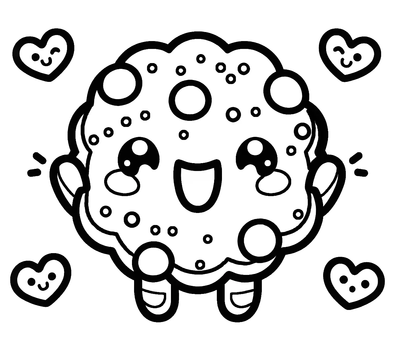 Kawaii Cookie with Color Chips 🍪🍬😊 🍪🍬😊 Coloring Page