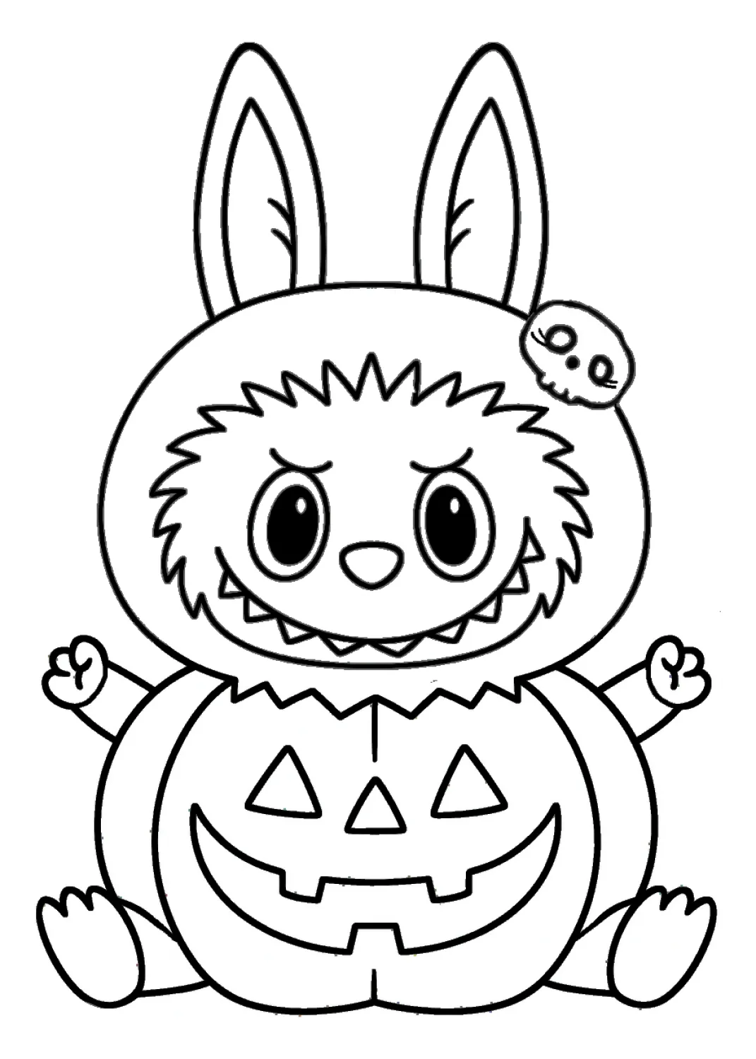 Adorable Labubu in a pumpkin costume, perfect for Halloween fun! 🎃👻🎁 Coloring Page