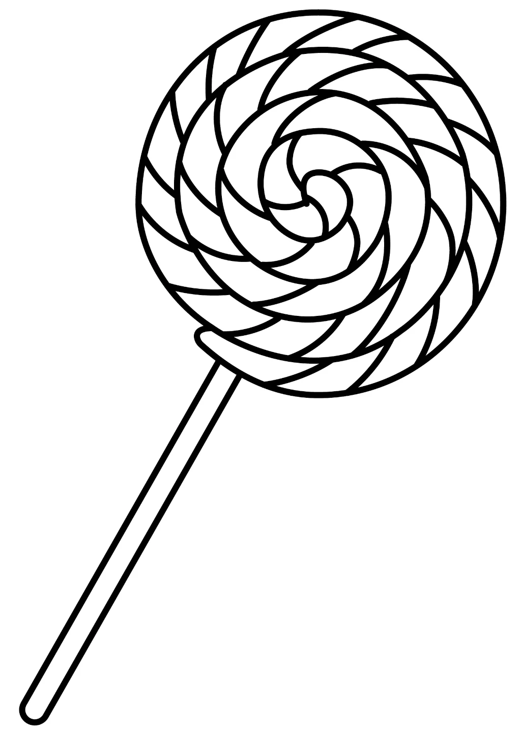 Large Swirl Lollipop on a Stick – Sweet Treat Dessert Candy 🍭😋🌈 Coloring Page
