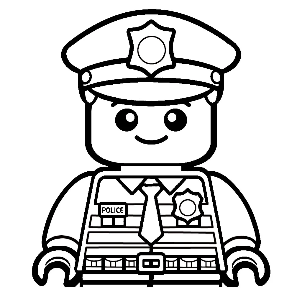 Lego Police Officer Upper Body 🚔🧱 Coloring Page