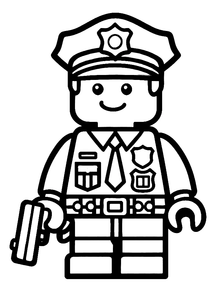 Lego Policeman Holding Gun 🚓👮‍♂️🔫 🚓👮‍♂️🔫 🚓👮‍♂️🔫 Coloring Page