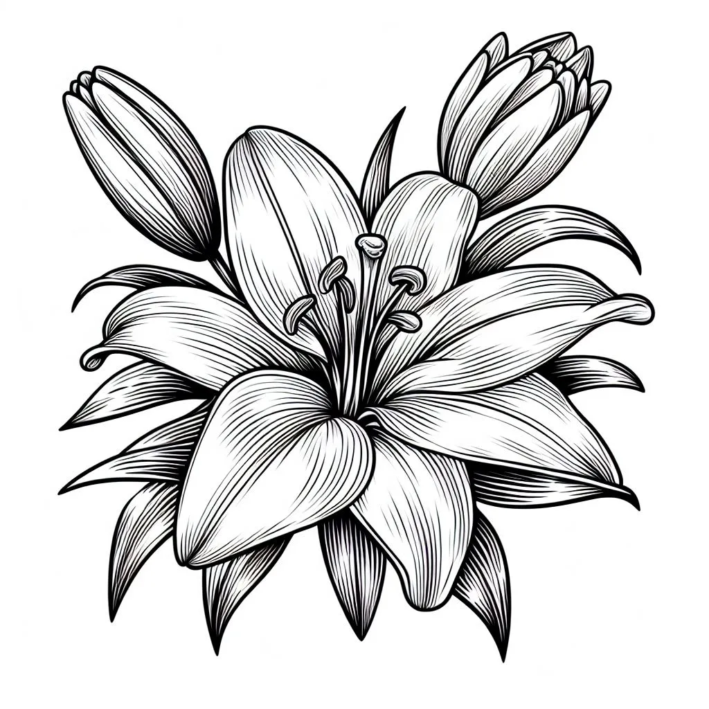 Lily Flower 🌸 Coloring Page