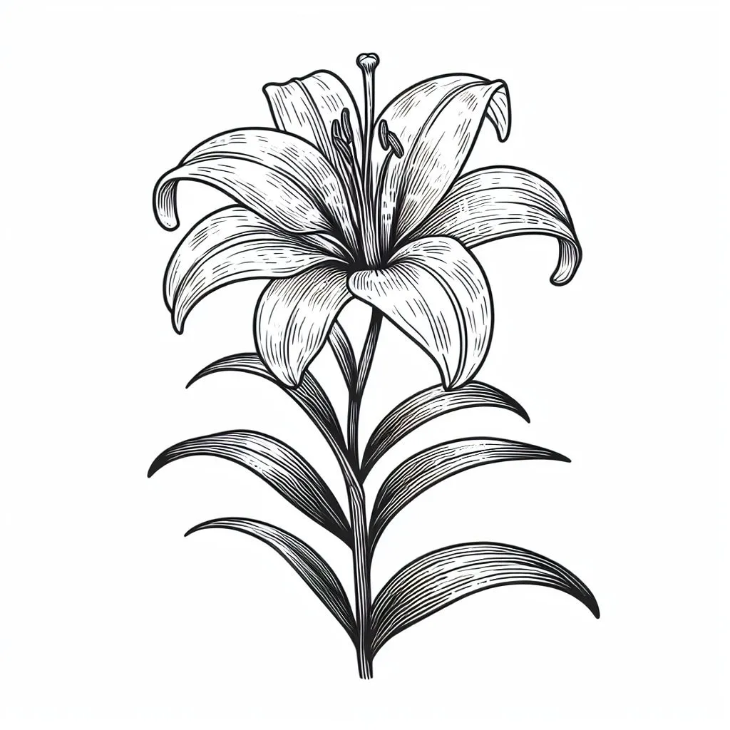 Lily Flower 🌸 Coloring Page