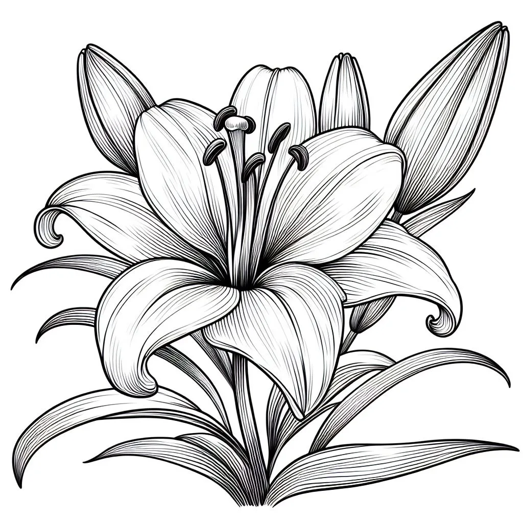 Lily Flower 🌸 Coloring Page