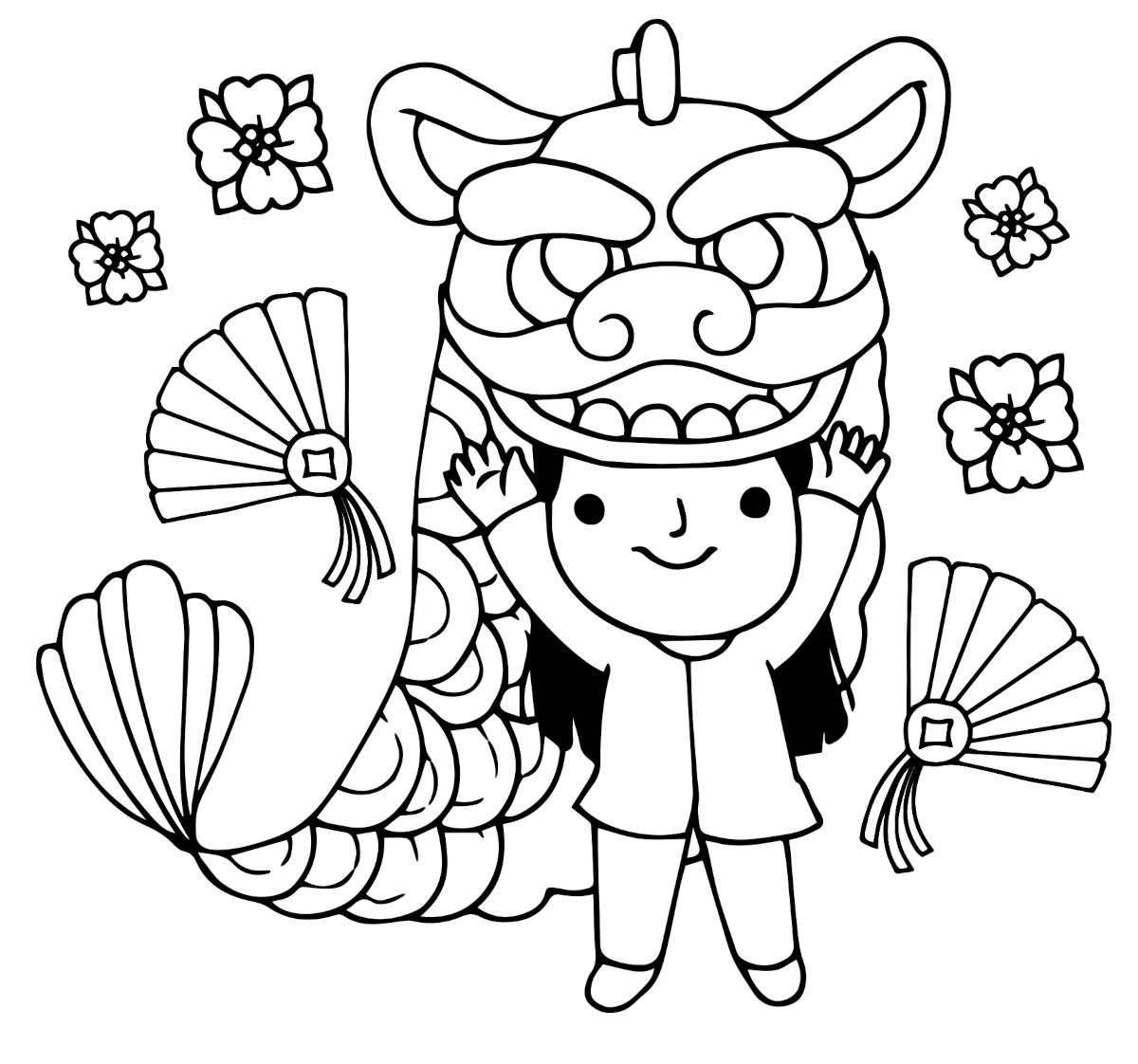Chinese New Year Lion Dance Coloring