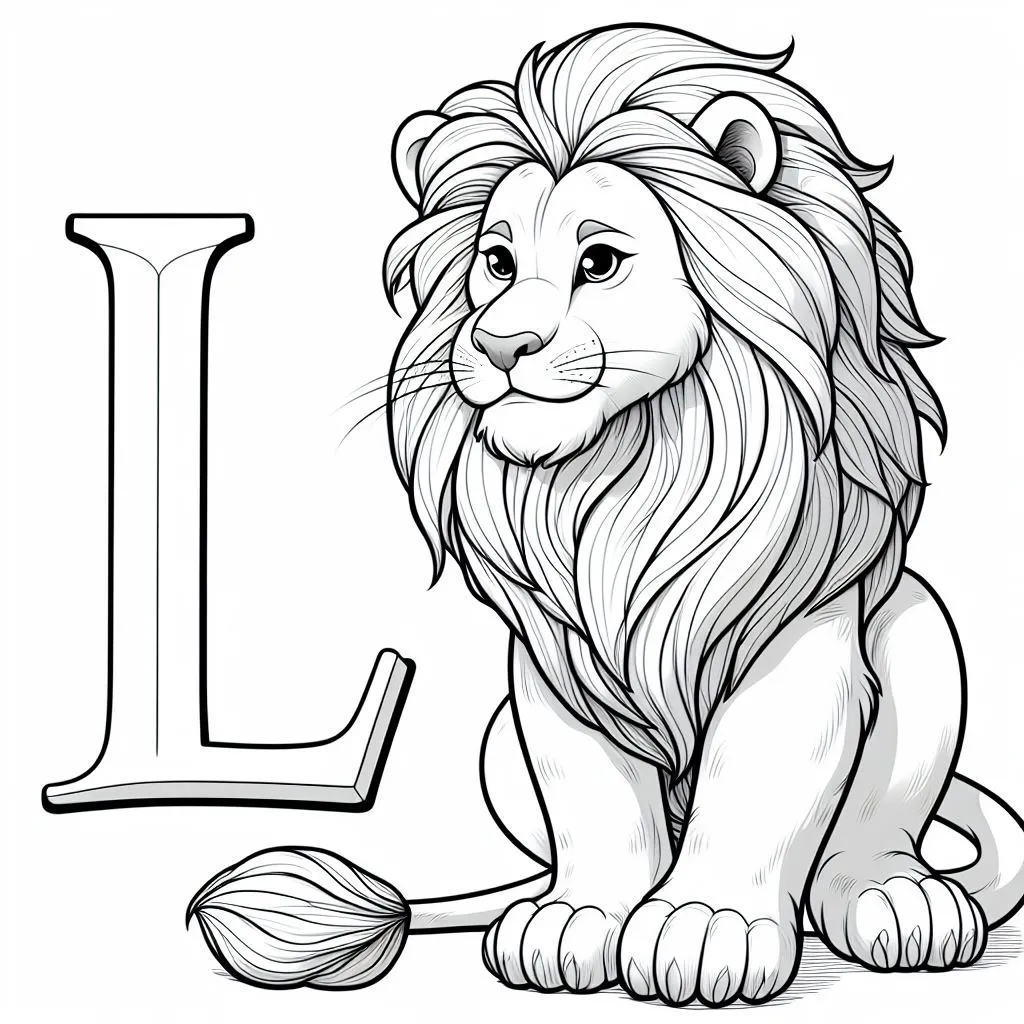 Lions with Letter L 🦁🔠 Coloring Page