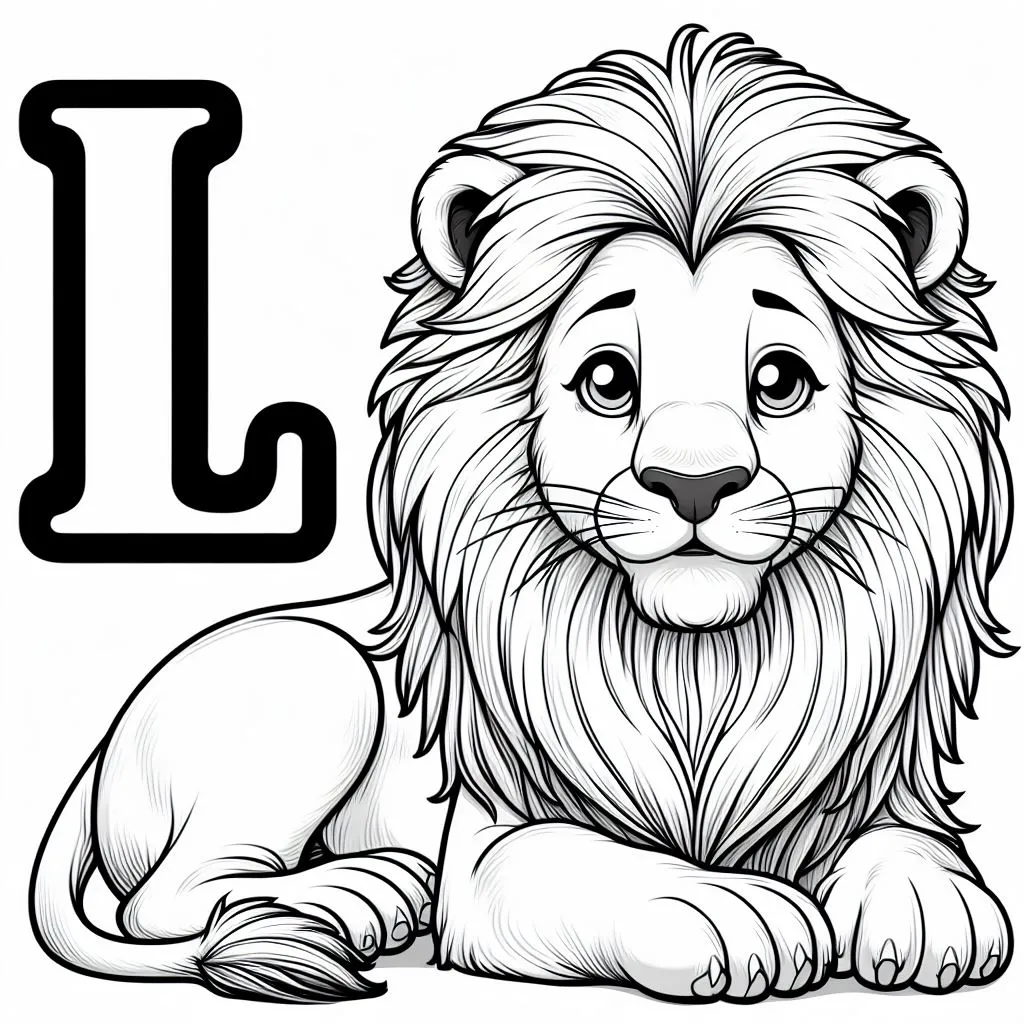 Lions with Letter L 🦁🔠 Coloring Page