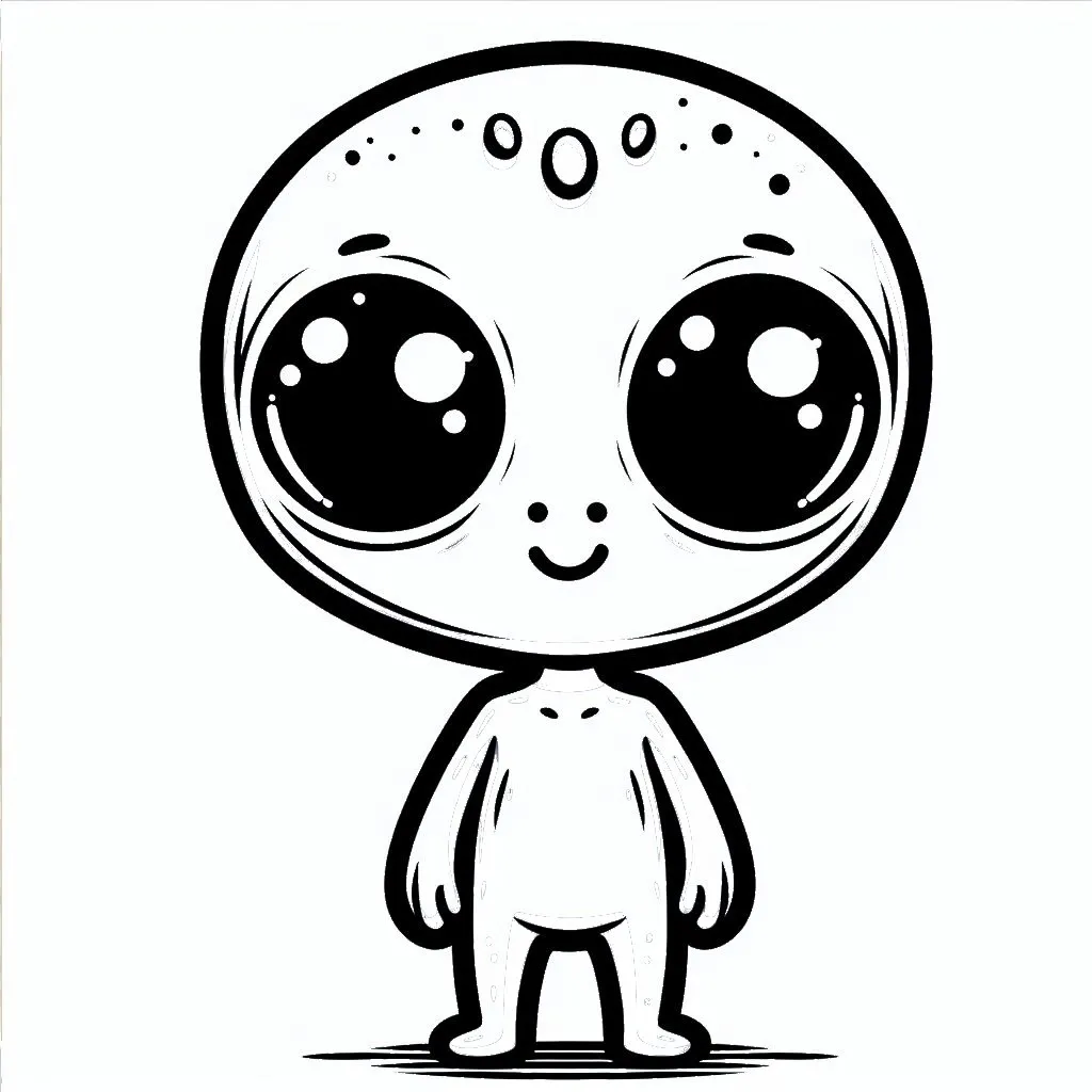 Cute Little Alien 👽 Coloring Page