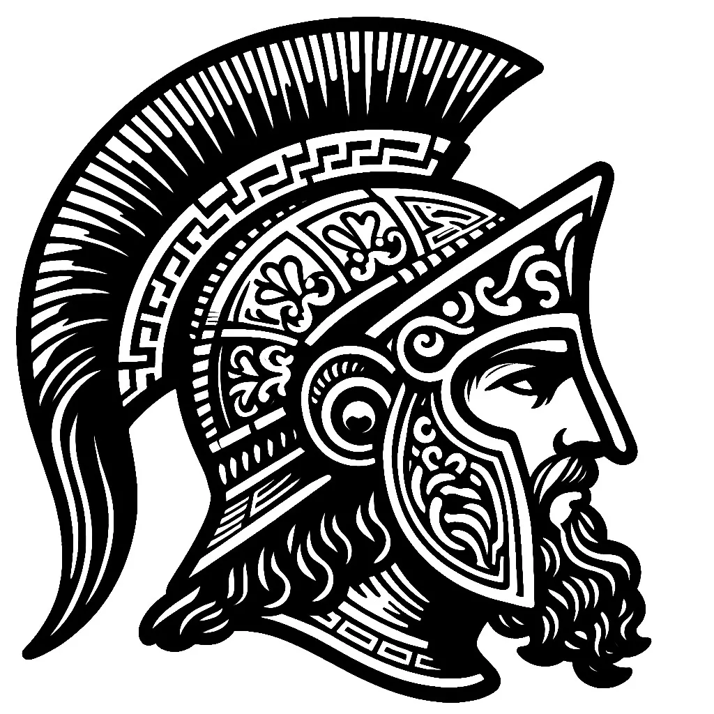 Man with Ancient Greek Helmet and Beard 🛡️👨 🛡️👨 Coloring Page