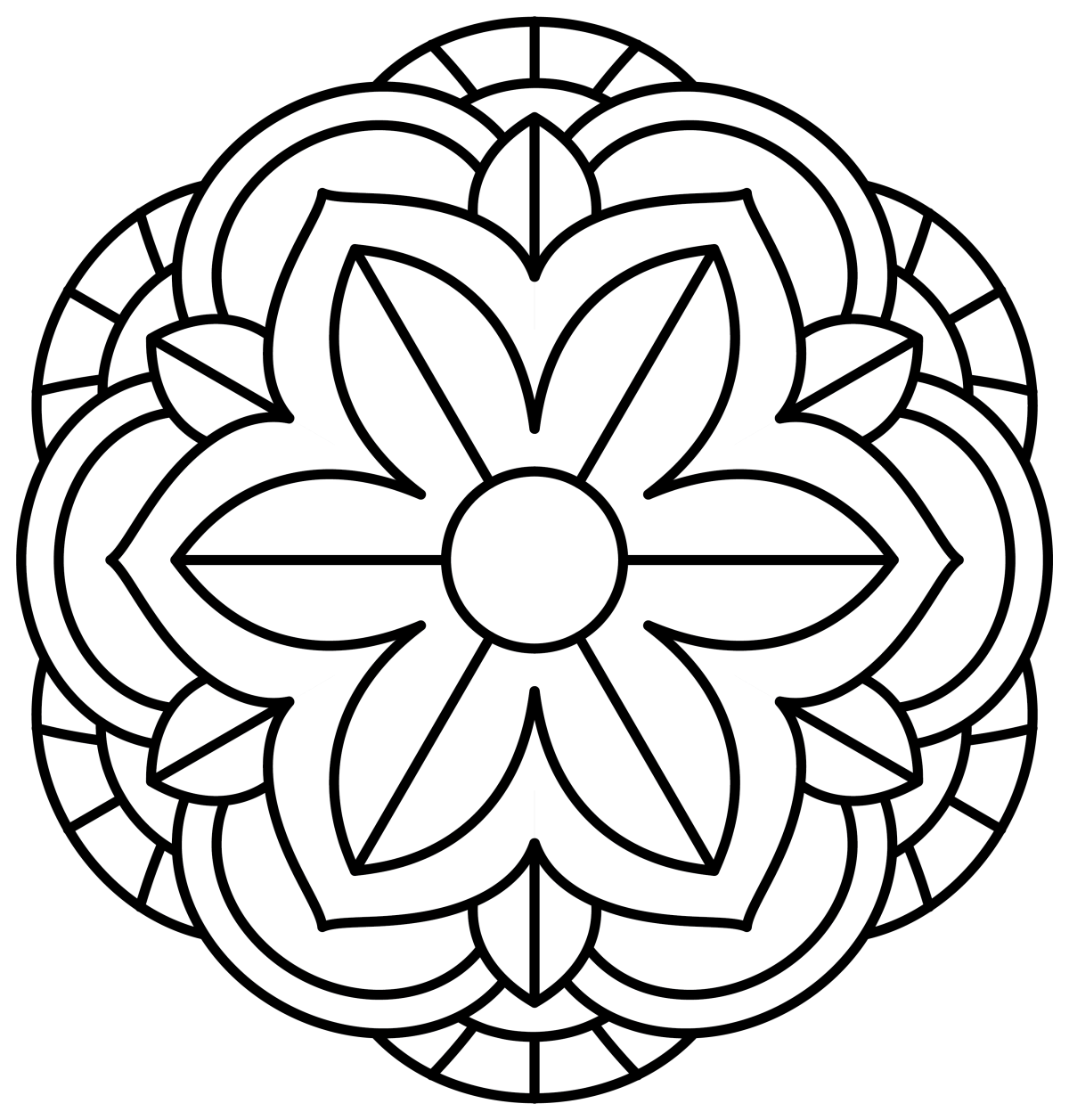 Mandala Flower Pattern with Symmetry 🌸✨🌼 Coloring Page