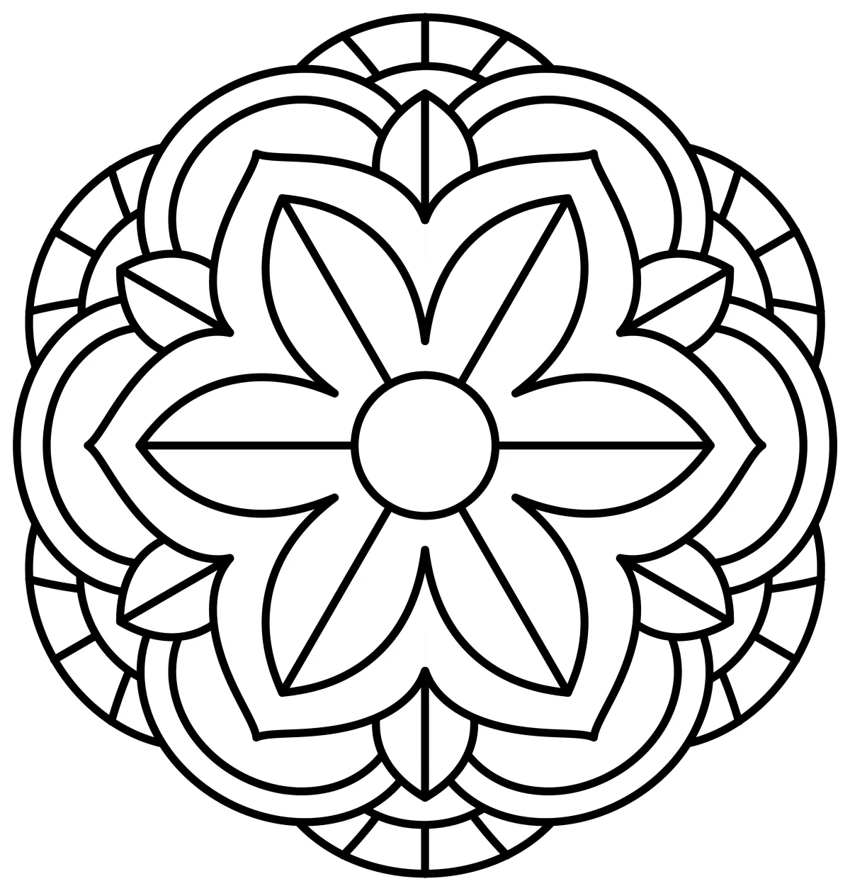 Mandala Flower Pattern with Symmetry 🌸✨🌼 Coloring Page