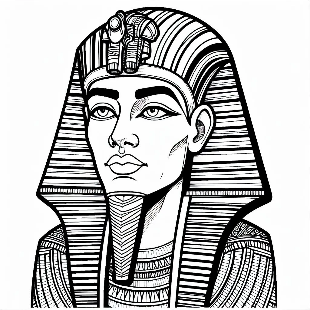 Ancient Egyptian Mask of Tutankhamun Coloring Page