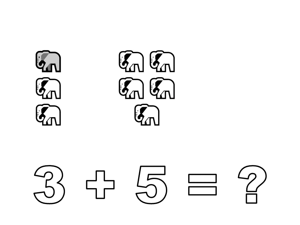 3 plus 5 = ? ➕❓ Coloring Page