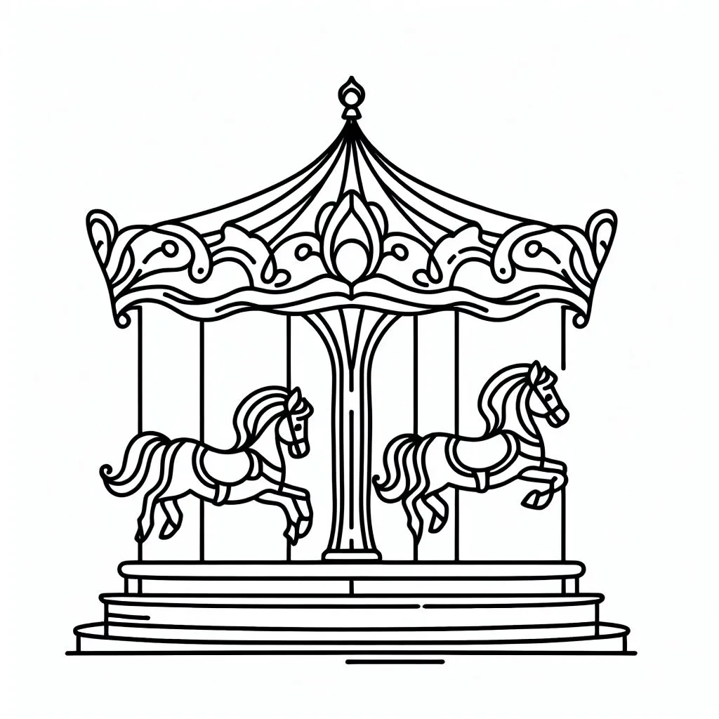 Merry-Go-Round Carousel 🎠 Coloring Page